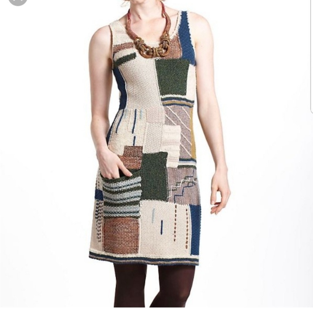 Sleeping on Snow Patchwork Knit Sleeveless Dress XS